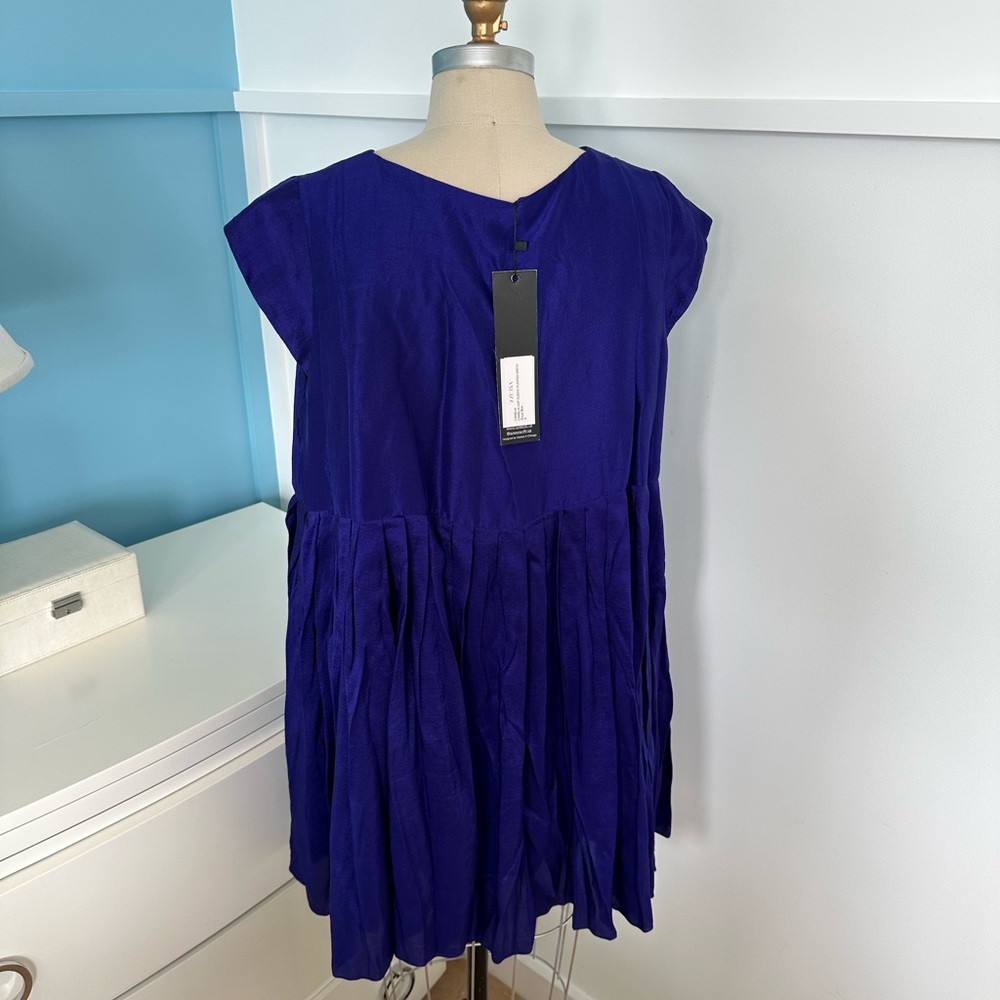 Azeeza Jewel-toned Purple Camelia Short Sleeve Tunic Mini Dress S NWT - Picture 4 of 7